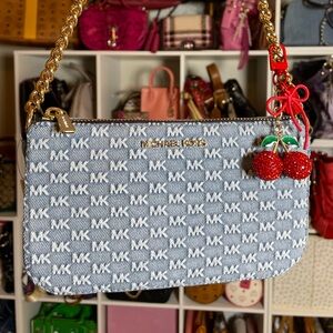 Michael Kors Jet Set Small Chain Denim Pouchette NWT